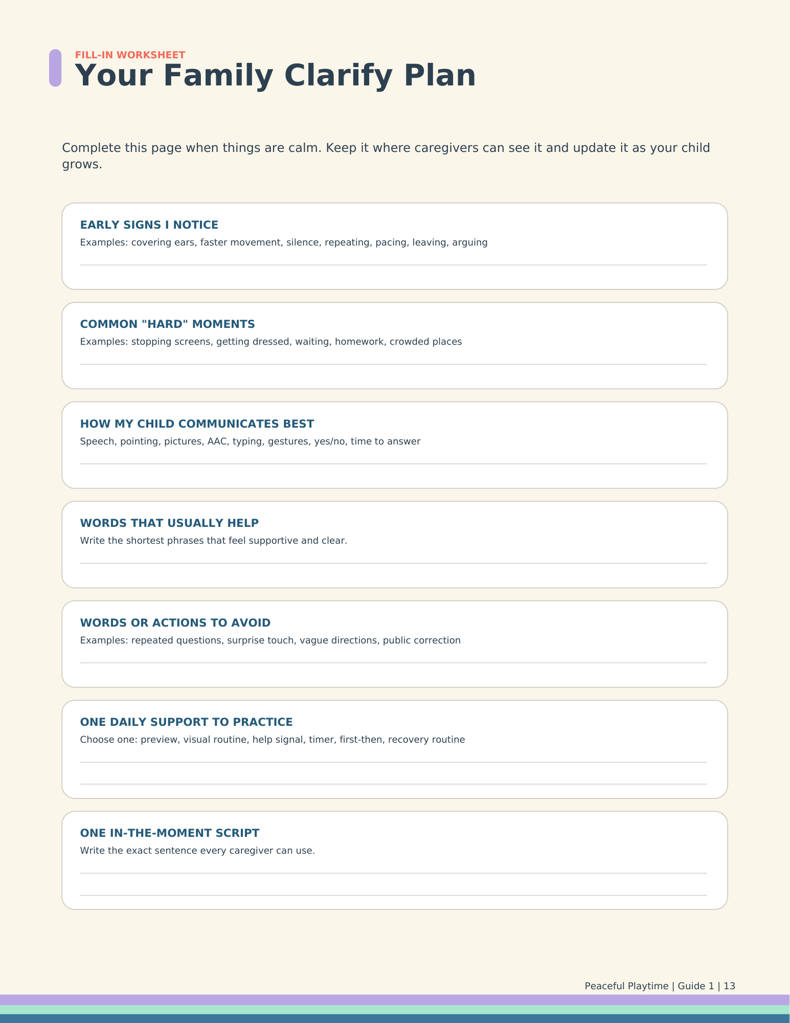 Calm & Clear Parent Guide — Exact Scripts for Autism + ADHD Moments