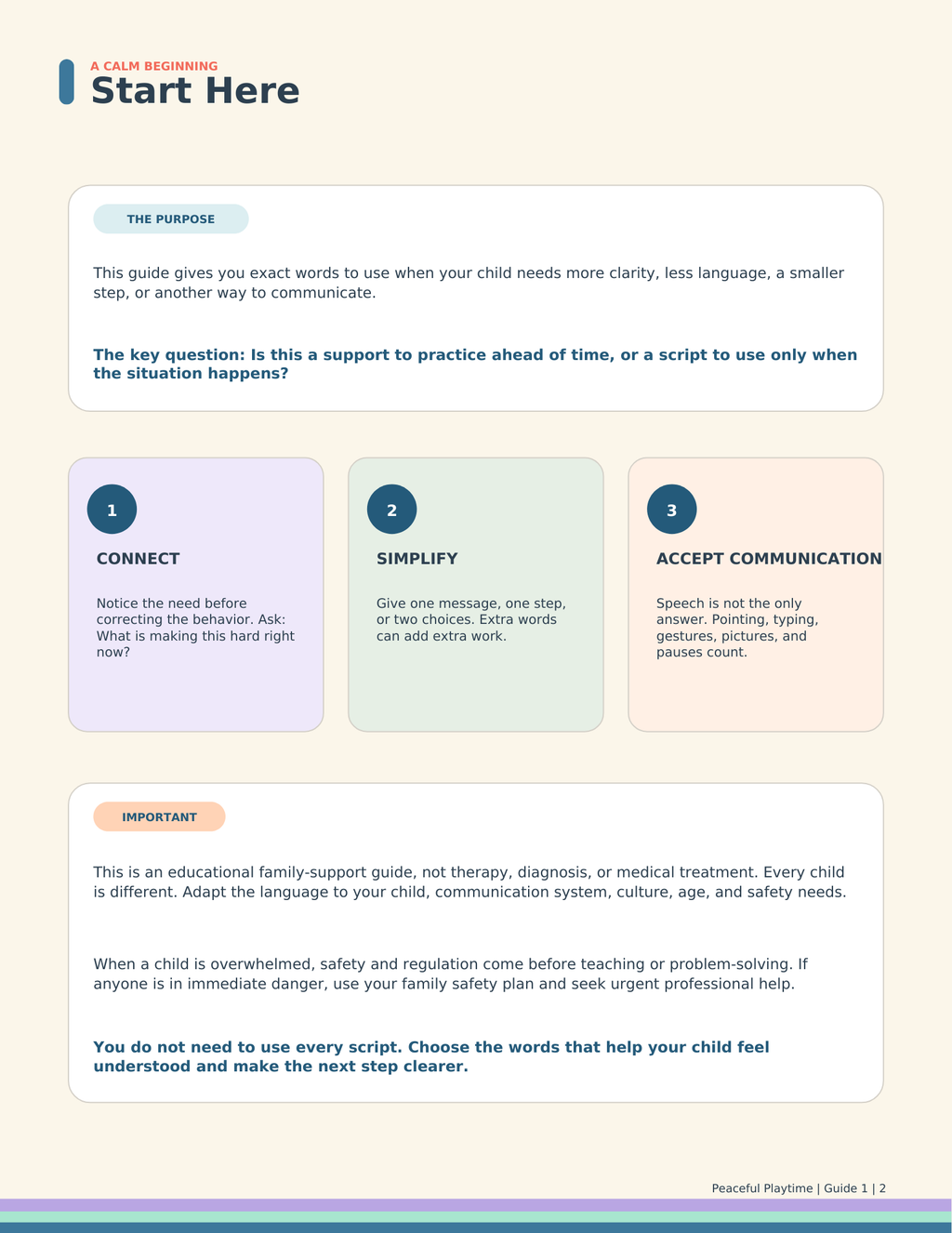 Calm & Clear Parent Guide — Exact Scripts for Autism + ADHD Moments