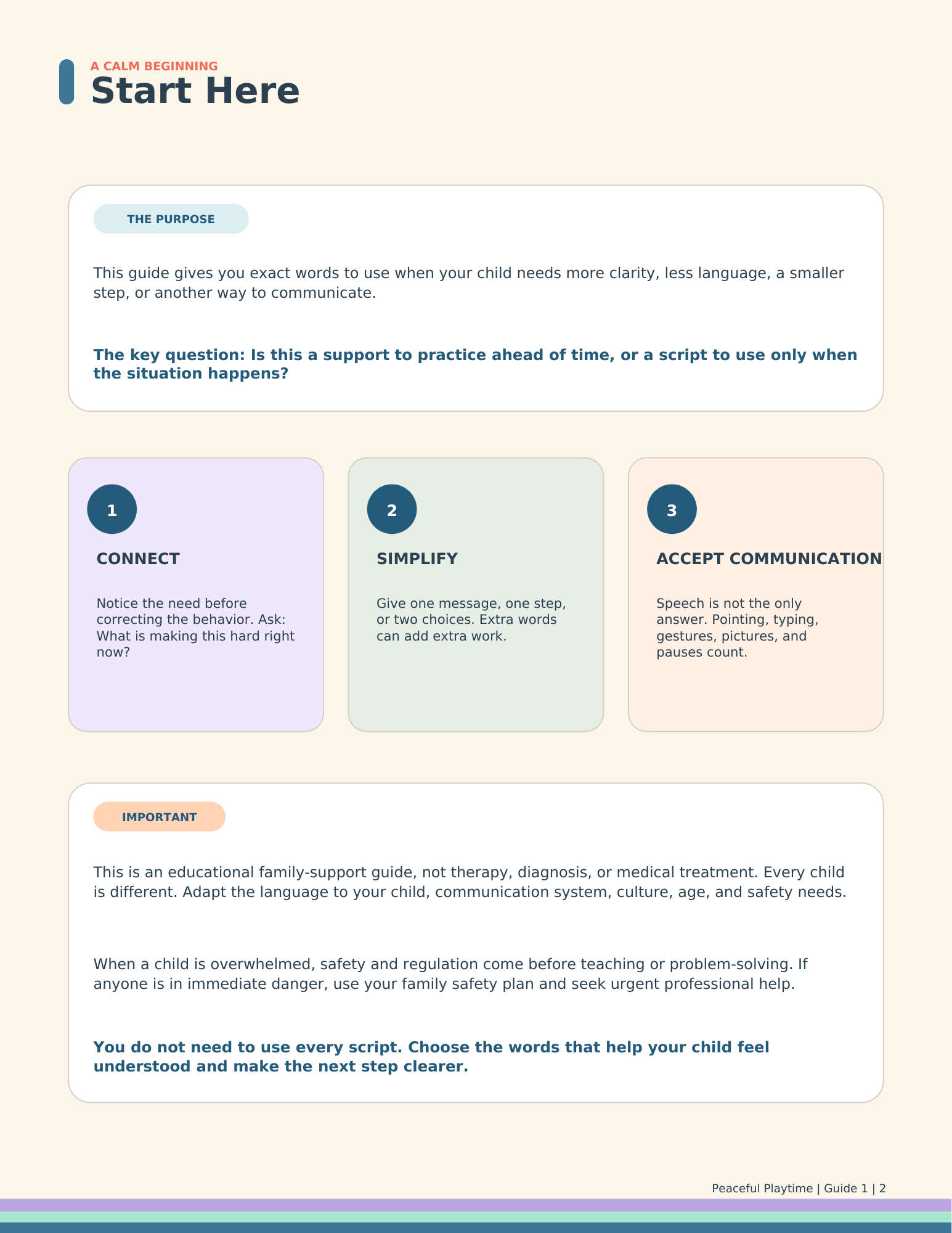 Calm & Clear Parent Guide — Exact Scripts for Autism + ADHD Moments