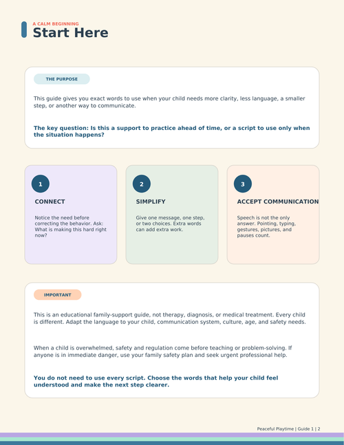 Calm & Clear Parent Guide — Exact Scripts for Autism + ADHD Moments
