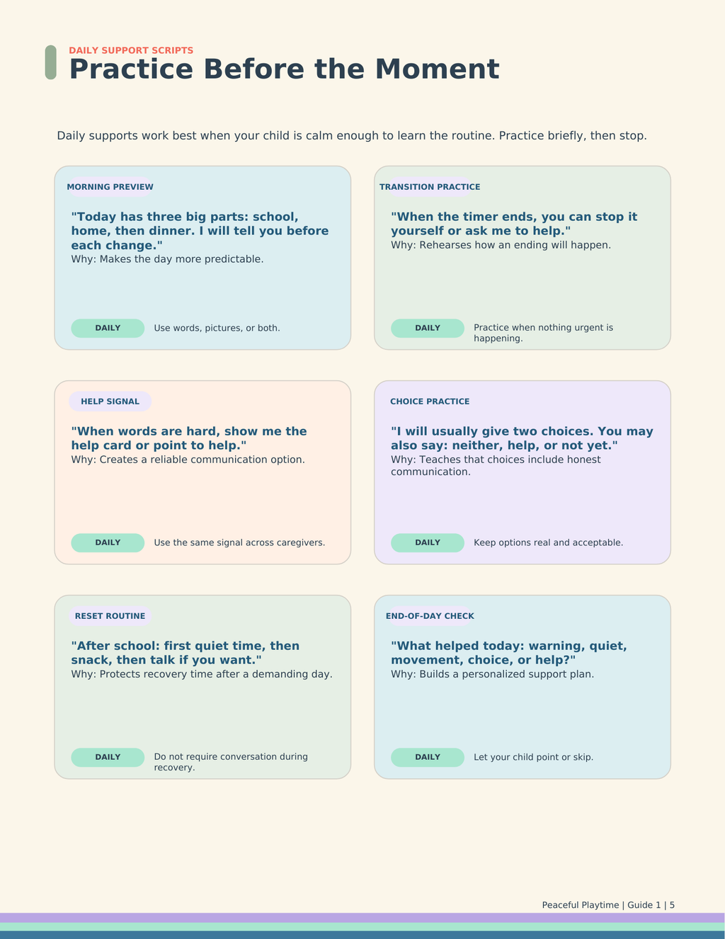 Calm & Clear Parent Guide — Exact Scripts for Autism + ADHD Moments