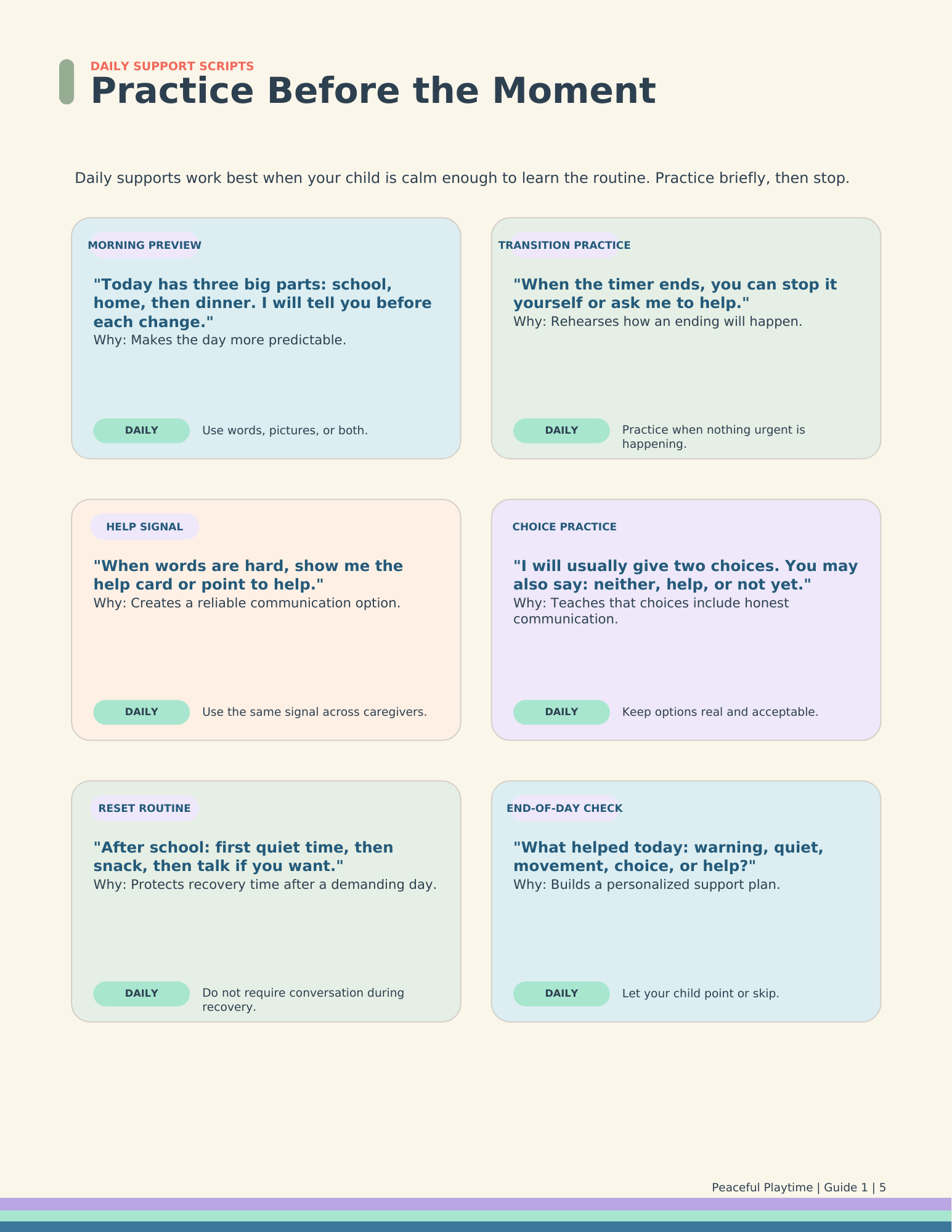 Calm & Clear Parent Guide — Exact Scripts for Autism + ADHD Moments