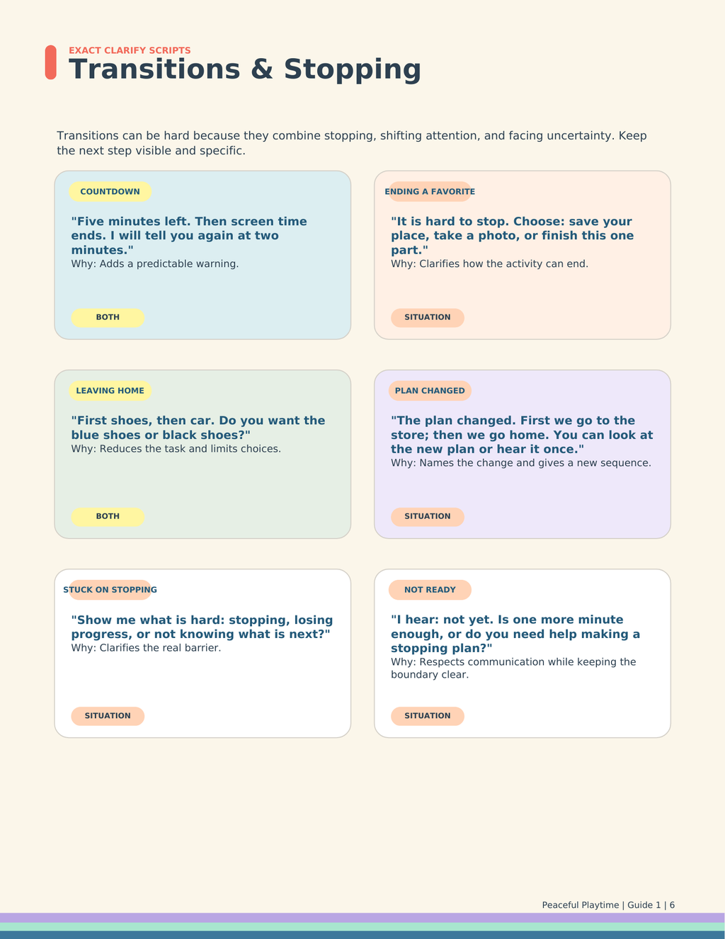 Calm & Clear Parent Guide — Exact Scripts for Autism + ADHD Moments