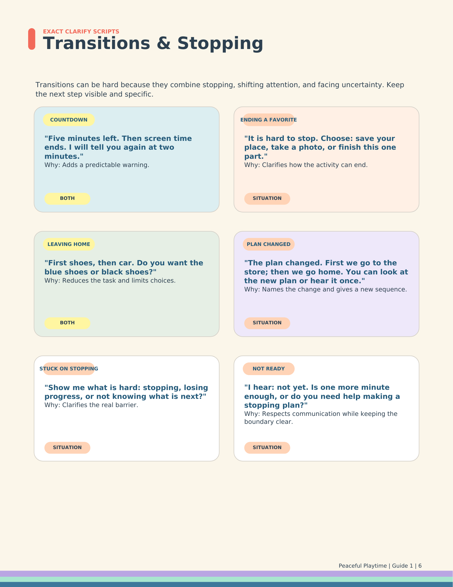 Calm & Clear Parent Guide — Exact Scripts for Autism + ADHD Moments