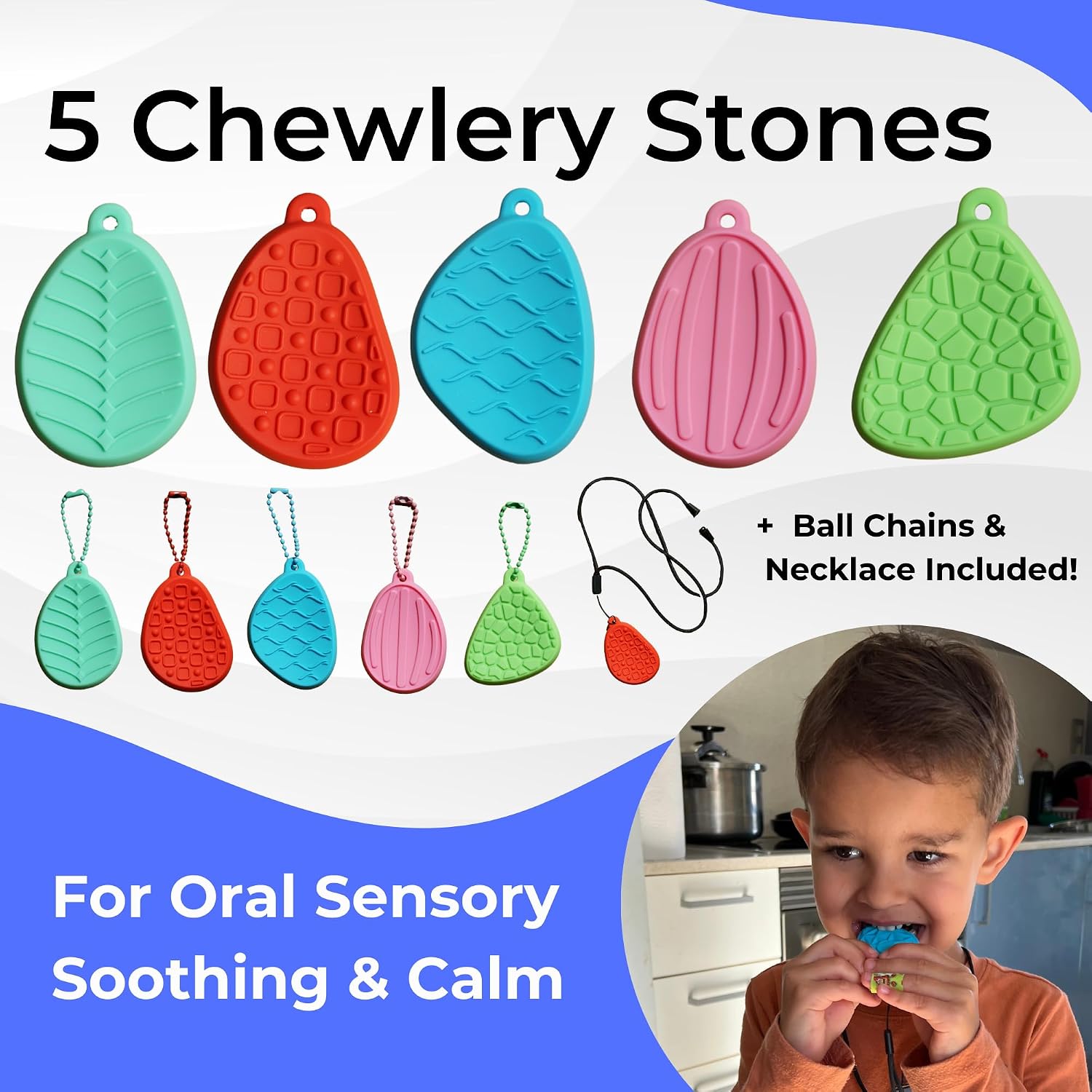 Sensory Chew Necklace Set for Kids — 9 Chewies for Autism & Sensory Needs