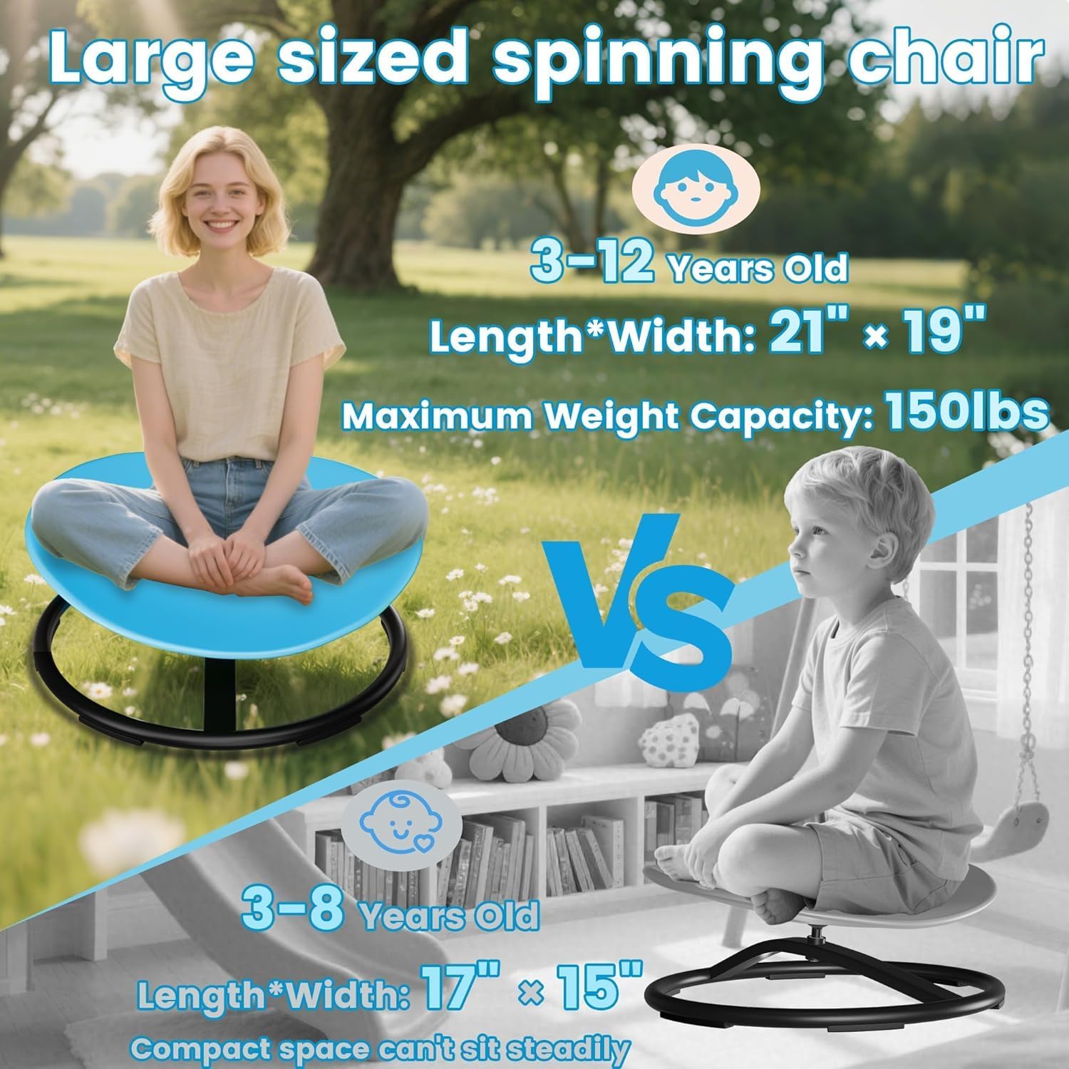 Pterying Sensory Spinning Chair for Kids — Ages 3+ Body Coordination & Calm