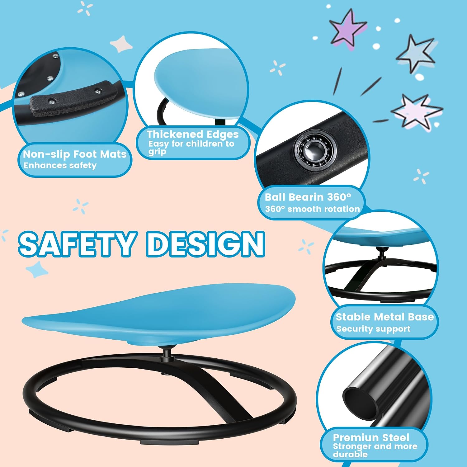 Pterying Sensory Spinning Chair for Kids — Ages 3+ Body Coordination & Calm