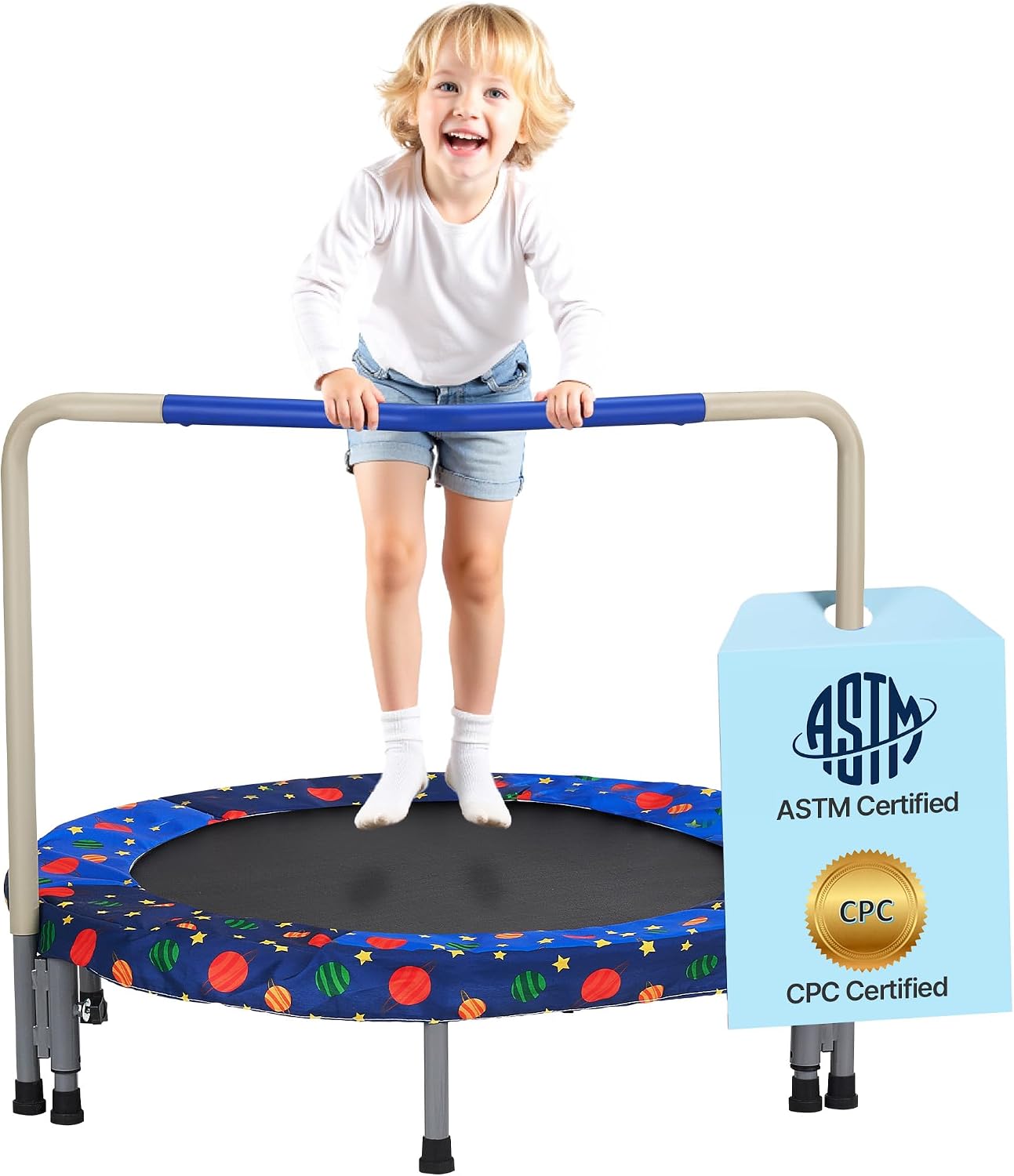 VEVOR 3FT Foldable Mini Trampoline for Toddlers — Indoor/Outdoor, Ages 3+
