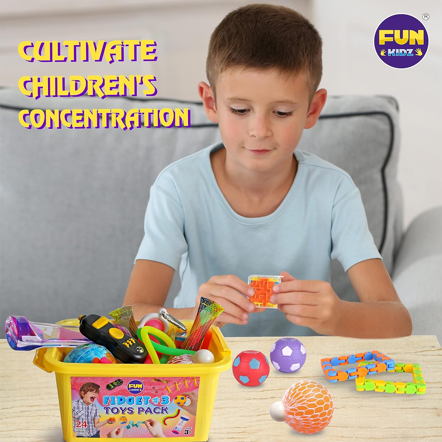 FunKidz Sensory Fidget Toy Gift Box — Mystery Pack for Kids Ages 3–12