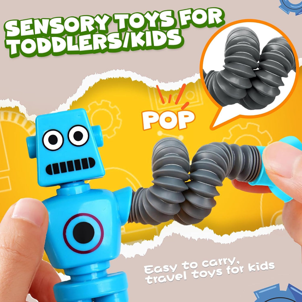 Sensory Travel Fidget Toy Set — 4-Piece Pop Tube Kit for Kids Ages 3–9
