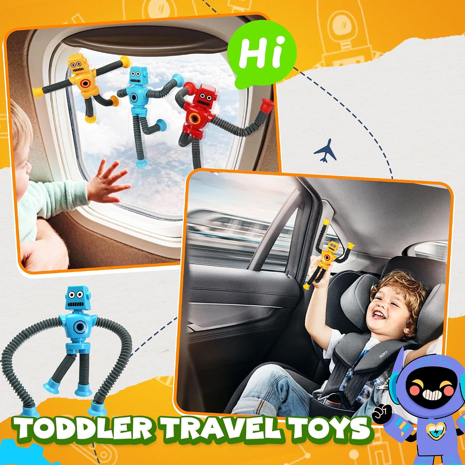 Sensory Travel Fidget Toy Set — 4-Piece Pop Tube Kit for Kids Ages 3–9