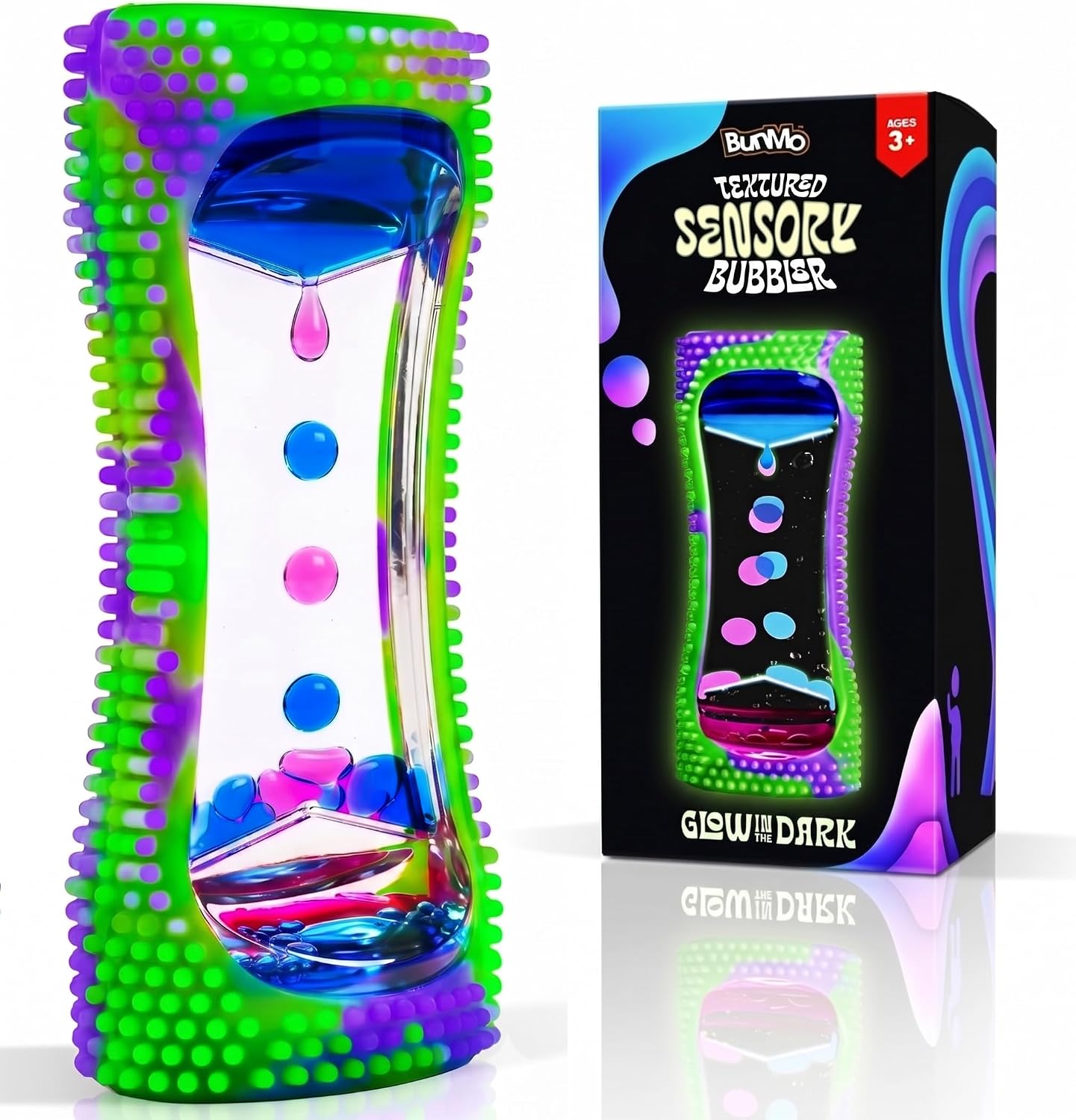 BUNMO Glow-in-the-Dark Liquid Motion Bubbler — Calming Sensory Fidget Toy