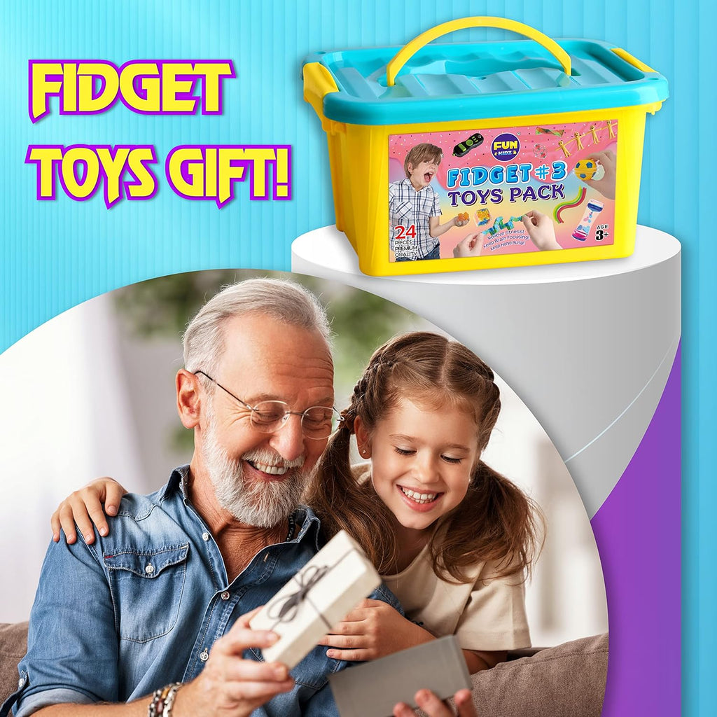 FunKidz Sensory Fidget Toy Gift Box — Mystery Pack for Kids Ages 3–12